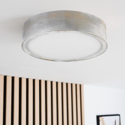 Brilagi - Стельовий світильник PINO 1xE27/15W/230V сосна/сріблястий діам. 27,5 см