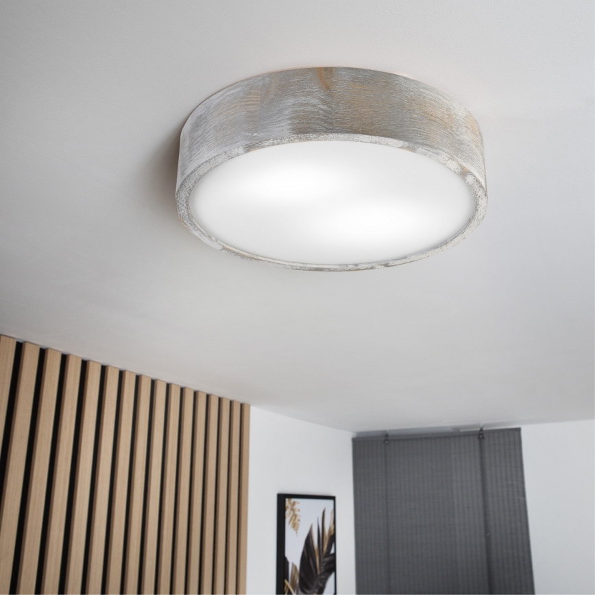 Брілагі - стельовий світильник ПІНО 2xE27/15W/230V сосна/сріблястий, діаметр 37,5 см