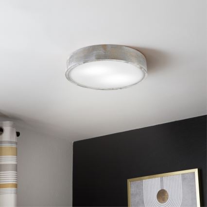 Брілагі - стельовий світильник ПІНО 2xE27/15W/230V сосна/сріблястий, діаметр 37,5 см