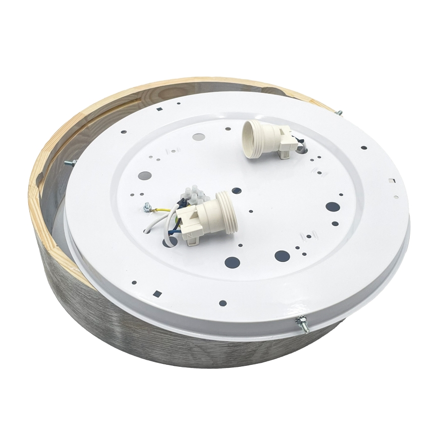 Брілагі - стельовий світильник ПІНО 2xE27/15W/230V сосна/сріблястий, діаметр 37,5 см