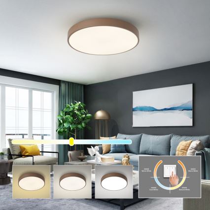 Брілагі - світлодіодний стельовий світильник POOL LED/60W/230V 3000/4000/6000K, діам. 50 см, коричневий