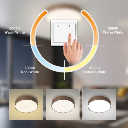 Брілагі - світлодіодний стельовий світильник POOL LED/60W/230V 3000/4000/6000K, діам. 50 см, коричневий