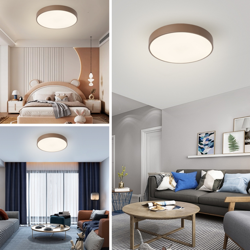 Брілагі - світлодіодний стельовий світильник POOL LED/60W/230V 3000/4000/6000K, діам. 50 см, коричневий