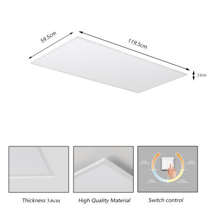 Brilagi - LED стельовий світильник SLIMFRAME LED/80W/230V 120x60 см 3000/4000/6000K білий