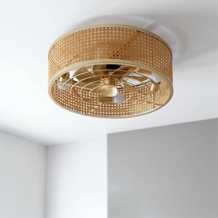 Brilagi - стельовий вентилятор 4xE27/40W/230V, діаметр 50 см, бамбук, зі пультом дистанційного керування