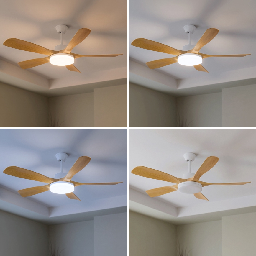 Brilagi - затемнюваний LED стельовий вентилятор LED/34W/230V 132 cm білий/коричневий + пульт дистанційного керування
