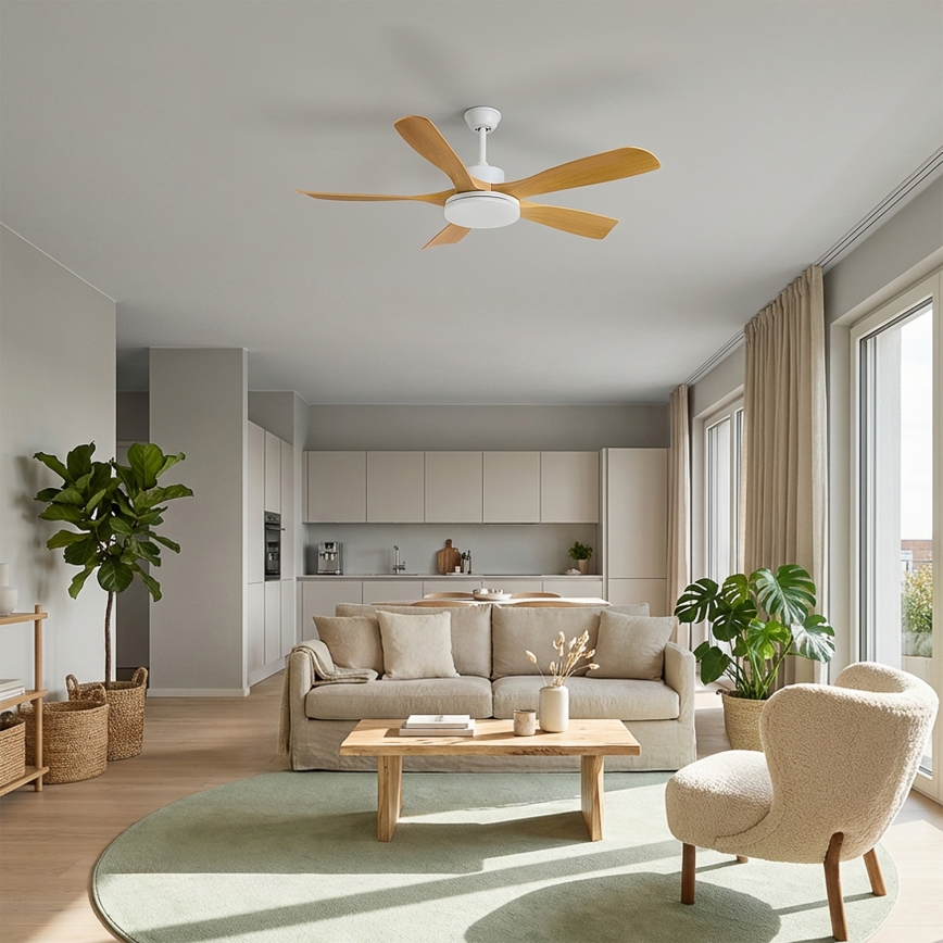 Brilagi - затемнюваний LED стельовий вентилятор LED/34W/230V 132 cm білий/коричневий + пульт дистанційного керування