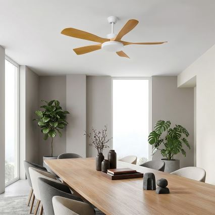 Brilagi - затемнюваний LED стельовий вентилятор LED/34W/230V 132 cm білий/коричневий + пульт дистанційного керування