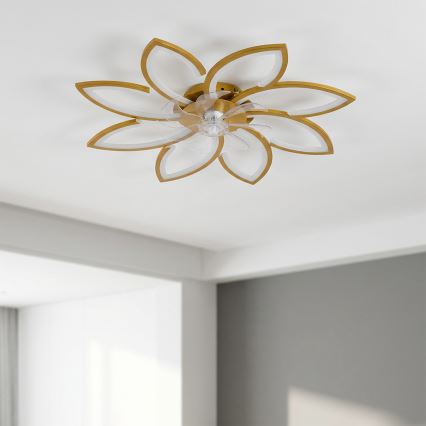 Brilagi - LED стельовий вентилятор з регулюванням яскравості LED/43W/230V діам. 90 cm золотистий + пульт дистанційного керування
