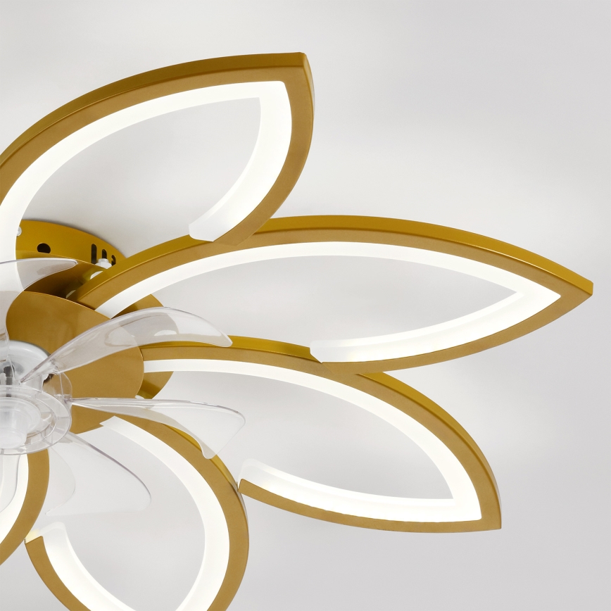 Brilagi - LED стельовий вентилятор з регулюванням яскравості LED/43W/230V діам. 90 cm золотистий + пульт дистанційного керування