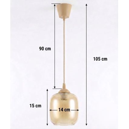 BRILAGI - LED люстра на тросі RETRO GLASS 1xE27/60W/230V, діаметр 14 см, бежевий/димчасто-коричневий