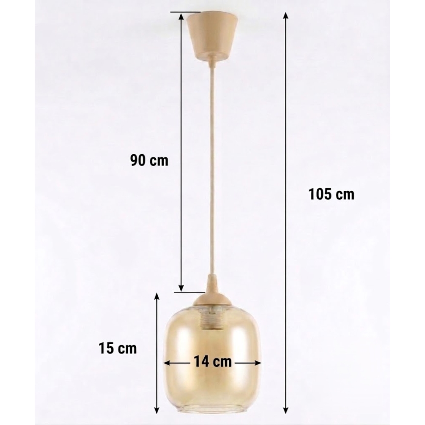 BRILAGI - LED люстра на тросі RETRO GLASS 1xE27/60W/230V, діаметр 14 см, бежевий/димчасто-коричневий