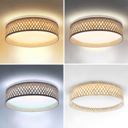 Brilagi - Светодиодный регулируемый потолочный светильник CAMILA LED/48W/230V 3000-6500K бамбук диаметр 40 см + пульт дистанционного управления
