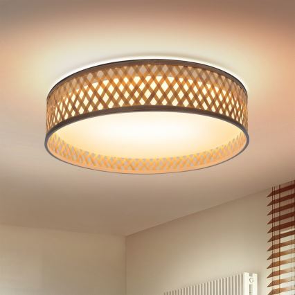 Brilagi - Светодиодный регулируемый потолочный светильник CAMILA LED/48W/230V 3000-6500K бамбук диаметр 40 см + пульт дистанционного управления