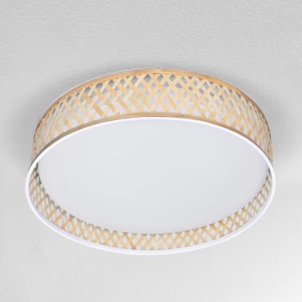Brilagi - Светодиодный регулируемый потолочный светильник CAMILA LED/48W/230V 3000-6500K бамбук диаметр 40 см + пульт дистанционного управления