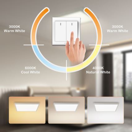 Brilagi - LED потолочный светильник для ванной FRAME, 50 Вт / 230 В, 3000/4000/6000 К, 60x60 см, IP44, серебристый