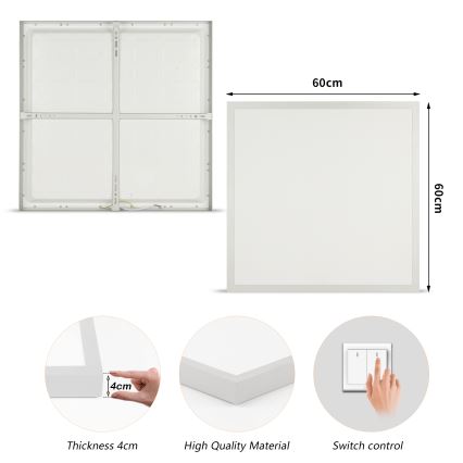 Brilagi - LED потолочный светильник для ванной FRAME, 50 Вт / 230 В, 3000/4000/6000 К, 60x60 см, IP44, серебристый