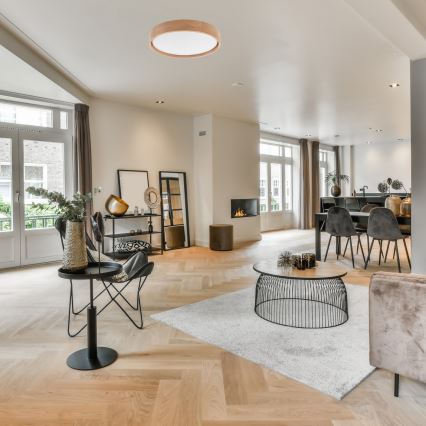 Brilagi - Светодиодный регулируемый потолочный светильник MANAROLA SMART LED/24W/230V 2700-6500K дуб, диаметр 41 см, Wi-Fi + пульт дистанционного управления Tuya