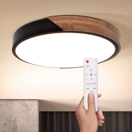 Brilagi - Светодиодный регулируемый потолочный светильник PILANA LED/48W/230V 3000-6500K дуб, диаметр 40 см + пульт дистанционного управления
