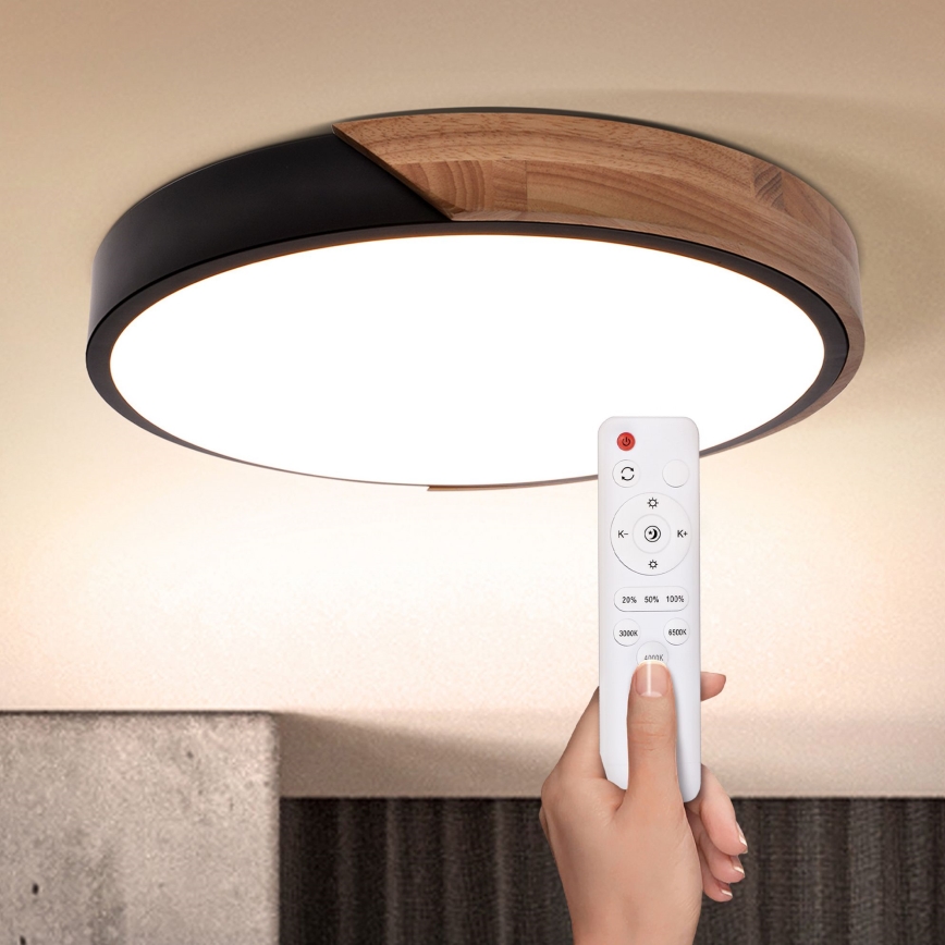 Brilagi - Светодиодный регулируемый потолочный светильник PILANA LED/48W/230V 3000-6500K дуб, диаметр 40 см + пульт дистанционного управления