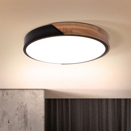 Brilagi - Светодиодный регулируемый потолочный светильник PILANA LED/48W/230V 3000-6500K дуб, диаметр 40 см + пульт дистанционного управления