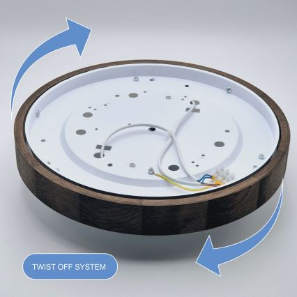 Brilagi - Светодиодный потолочный светильник CARVALHO SLIM 2xE27/60W/230V дуб орех, диаметр 37 см