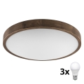 Brilagi - Светильник потолочный LED CARVALHO SLIM 3xE27/60W/230V дуб орех пр. 47 см