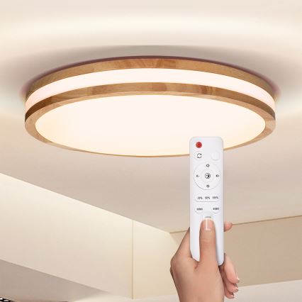 Brilagi - Светодиодный регулируемый потолочный светильник MOLINA LED/48W/230V 3000-6500K дуб, диаметр 38 см + пульт дистанционного управления