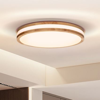 Brilagi - Светодиодный регулируемый потолочный светильник MOLINA LED/48W/230V 3000-6500K дуб, диаметр 38 см + пульт дистанционного управления