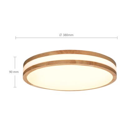Brilagi - Светодиодный регулируемый потолочный светильник MOLINA LED/48W/230V 3000-6500K дуб, диаметр 38 см + пульт дистанционного управления