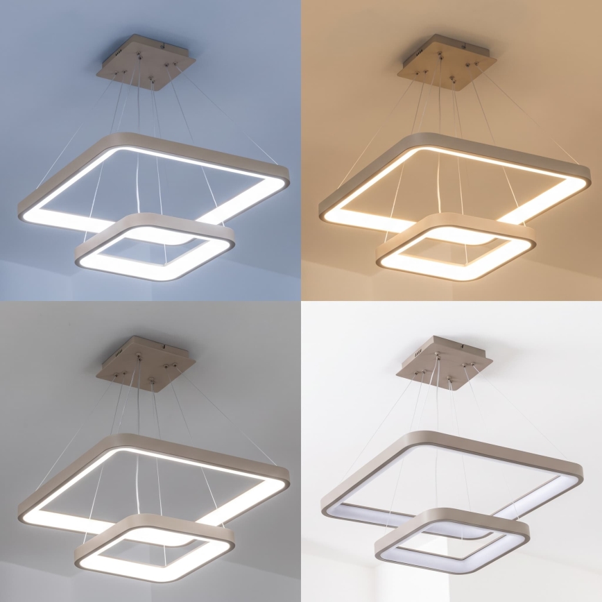 BRILAGI - Диммируемая светодиодная люстра на тросе FALCON SLIM LED/78W/230V 3000-6500K 50x50 cm бежевого цвета + пульт дистанционного управления