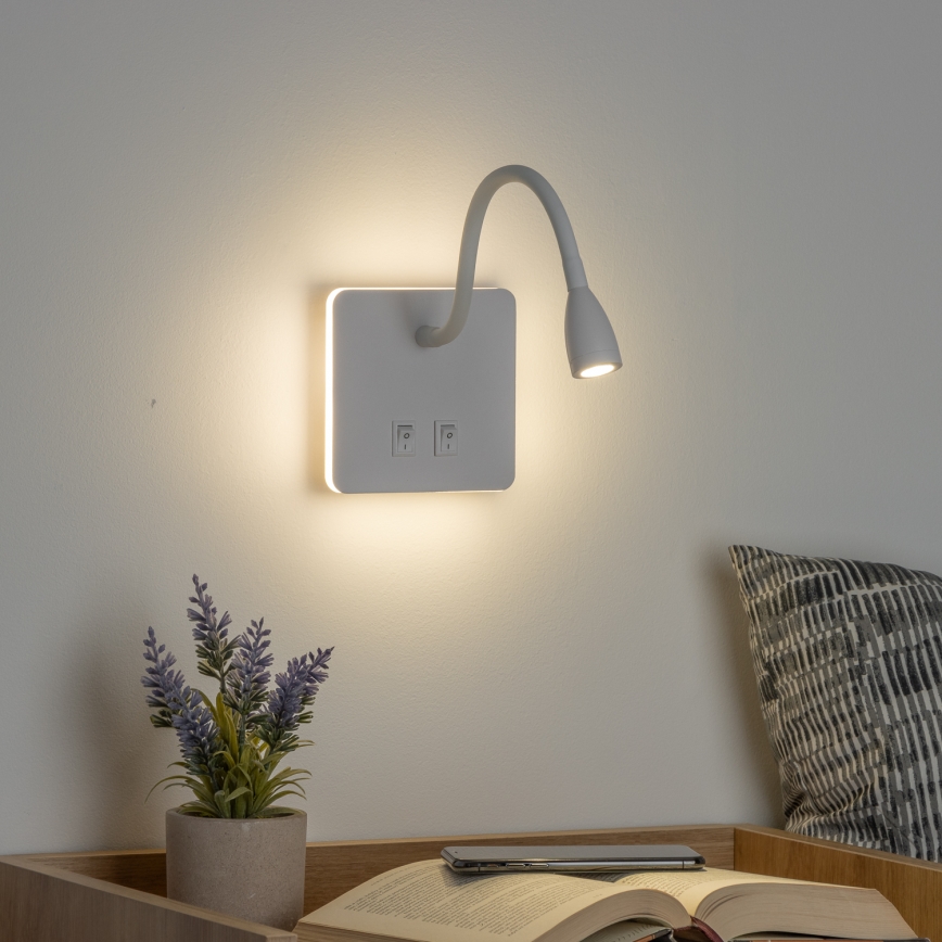 Brilagi - Светодиодная гибкая настенная лампа MAYA Double LED/4W/230V + LED/3W белый
