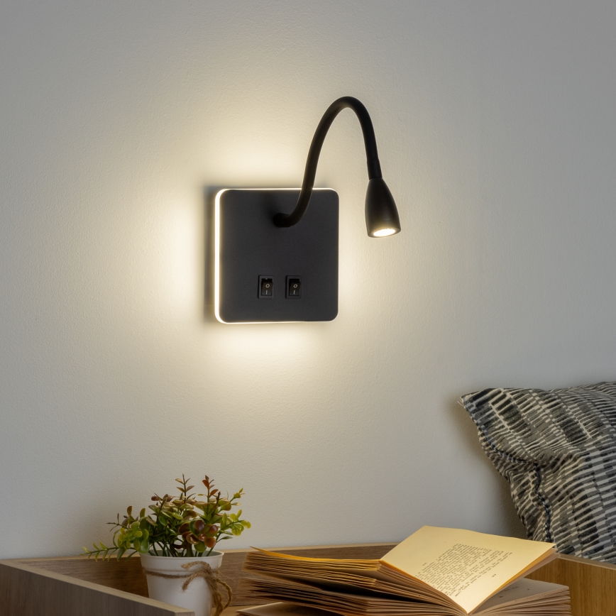 Brilagi - Светодиодная гибкая настенная лампа MAYA Double LED/4W/230V + LED/3W черный