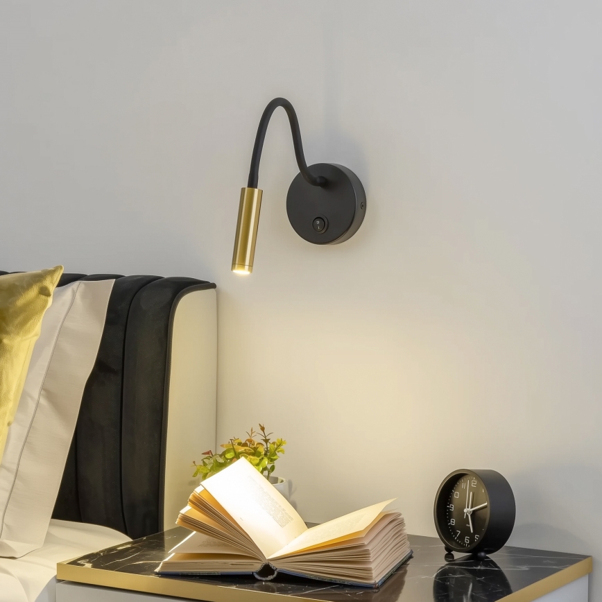 Brilagi - Светодиодная гибкая настенная лампа MAYA LED/3W/230V 4000K черный/золотистый