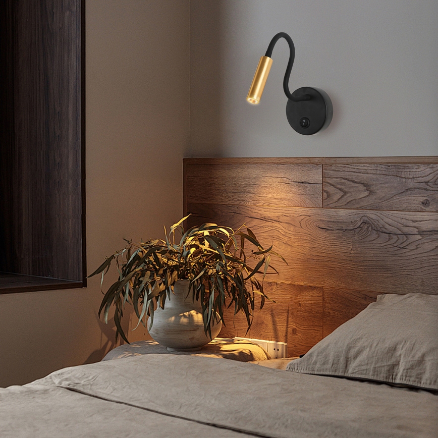 Brilagi - Светодиодная гибкая настенная лампа MAYA LED/3W/230V 4000K черный/золотистый