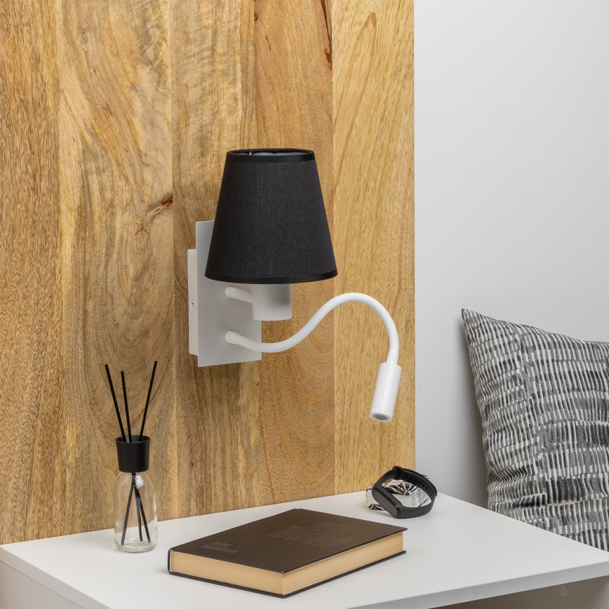 Brilagi - Светодиодная гибкая настенная лампа NUBILA 1xE27/25W/230V + LED/3W белый/черный