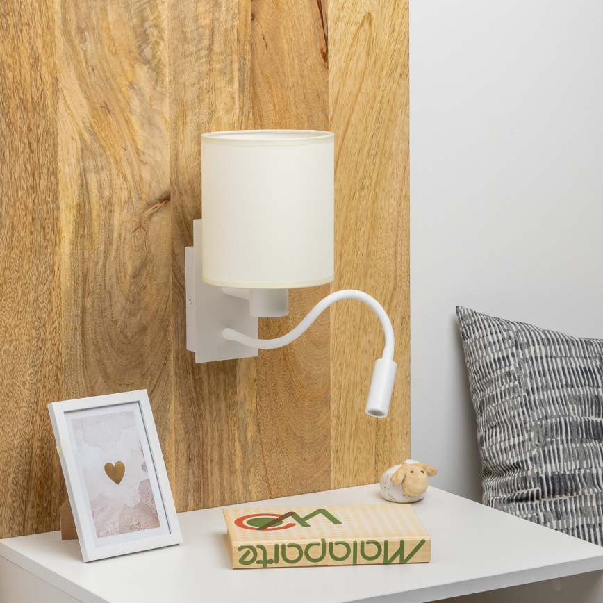 Brilagi - Светодиодная гибкая настенная лампа NUBILA 1xE27/25W/230V + LED/3W белый/кремовый