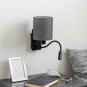 Brilagi - Светодиодная гибкая настенная лампа NUBILA 1xE27/25W/230V + LED/3W черный/антрацит