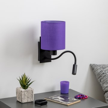 Brilagi - Светодиодная гибкая настенная лампа NUBILA 1xE27/25W/230V + LED/3W черный/фиолетовый