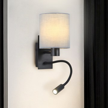 Brilagi - Светодиодная гибкая настенная лампа NUBILA 1xE27/25W/230V + LED/3W черный/серый