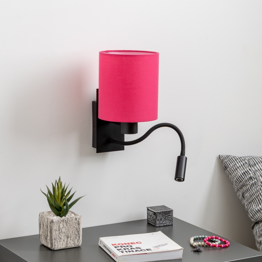 Brilagi - Светодиодная гибкая настенная лампа NUBILA 1xE27/25W/230V + LED/3W черный/розовый