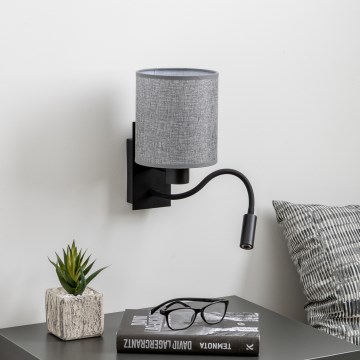 Brilagi - Светодиодная гибкая настенная лампа NUBILA 1xE27/25W/230V + LED/3W черный/серый