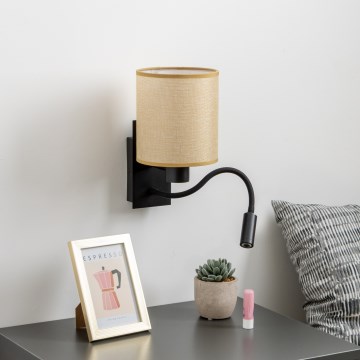 Brilagi - Светодиодная гибкая настенная лампа NUBILA 1xE27/25W/230V + LED/3W черный/светло-коричневый