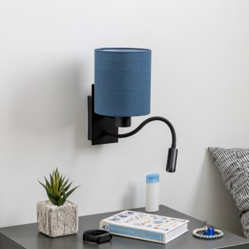 Brilagi - Светодиодная гибкая настенная лампа NUBILA 1xE27/25W/230V + LED/3W черный/темно-синий