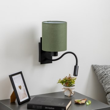 Brilagi - Светодиодная гибкая настенная лампа NUBILA 1xE27/25W/230V + LED/3W черный/зеленый