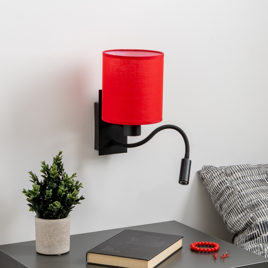 Brilagi - Светодиодная гибкая настенная лампа NUBILA 1xE27/25W/230V + LED/3W черный/красный