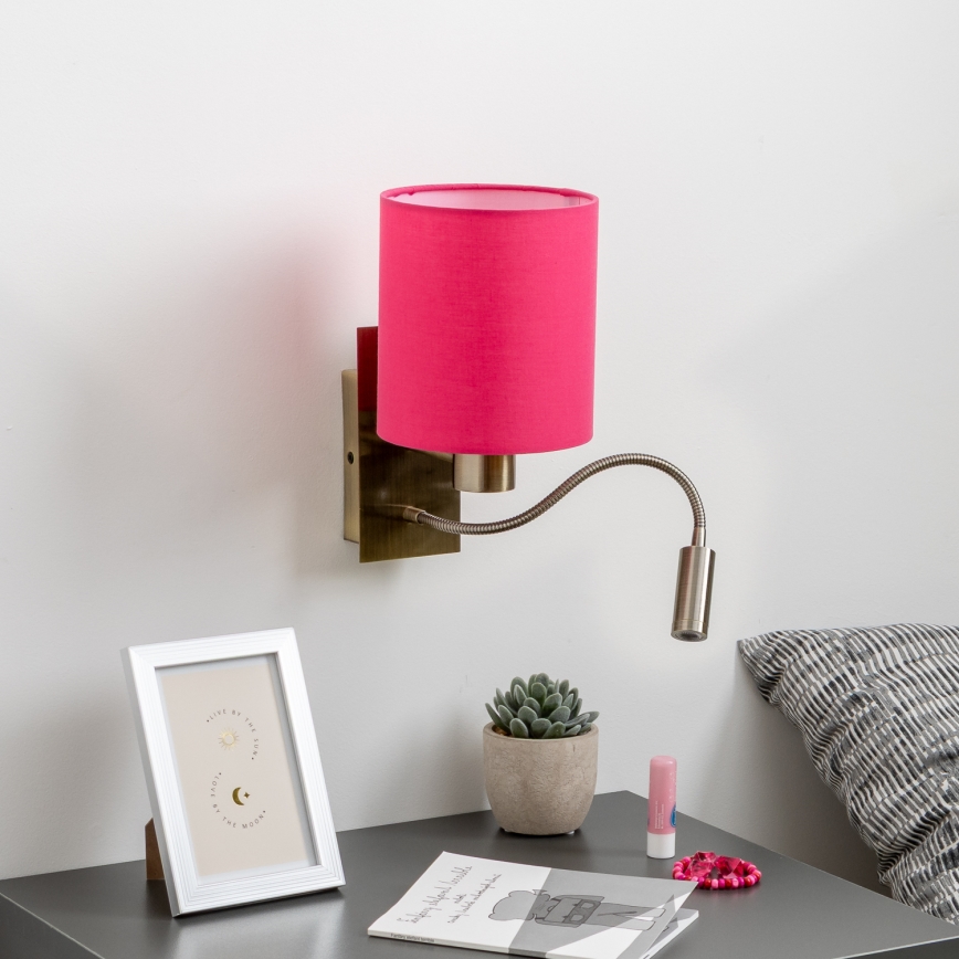 Brilagi - Светодиодная гибкая настенная лампа NUBILA 1xE27/25W/230V + LED/3W латунь/розовый