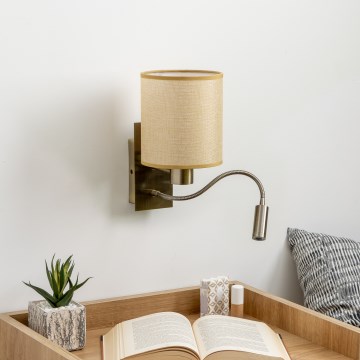 Brilagi - Светодиодная гибкая настенная лампа NUBILA 1xE27/25W/230V + LED/3W латунь/светло-коричневый