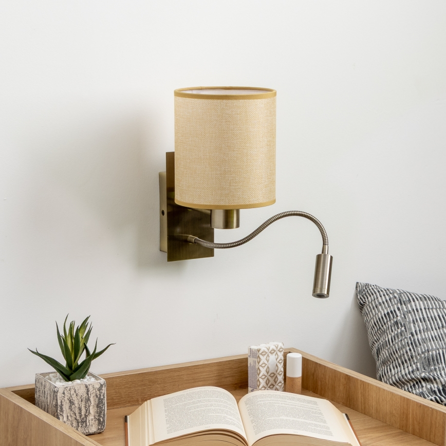 Brilagi - Светодиодная гибкая настенная лампа NUBILA 1xE27/25W/230V + LED/3W латунь/светло-коричневый