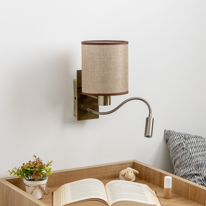 Brilagi - Светодиодная гибкая настенная лампа NUBILA 1xE27/25W/230V + LED/3W латунь/коричневый